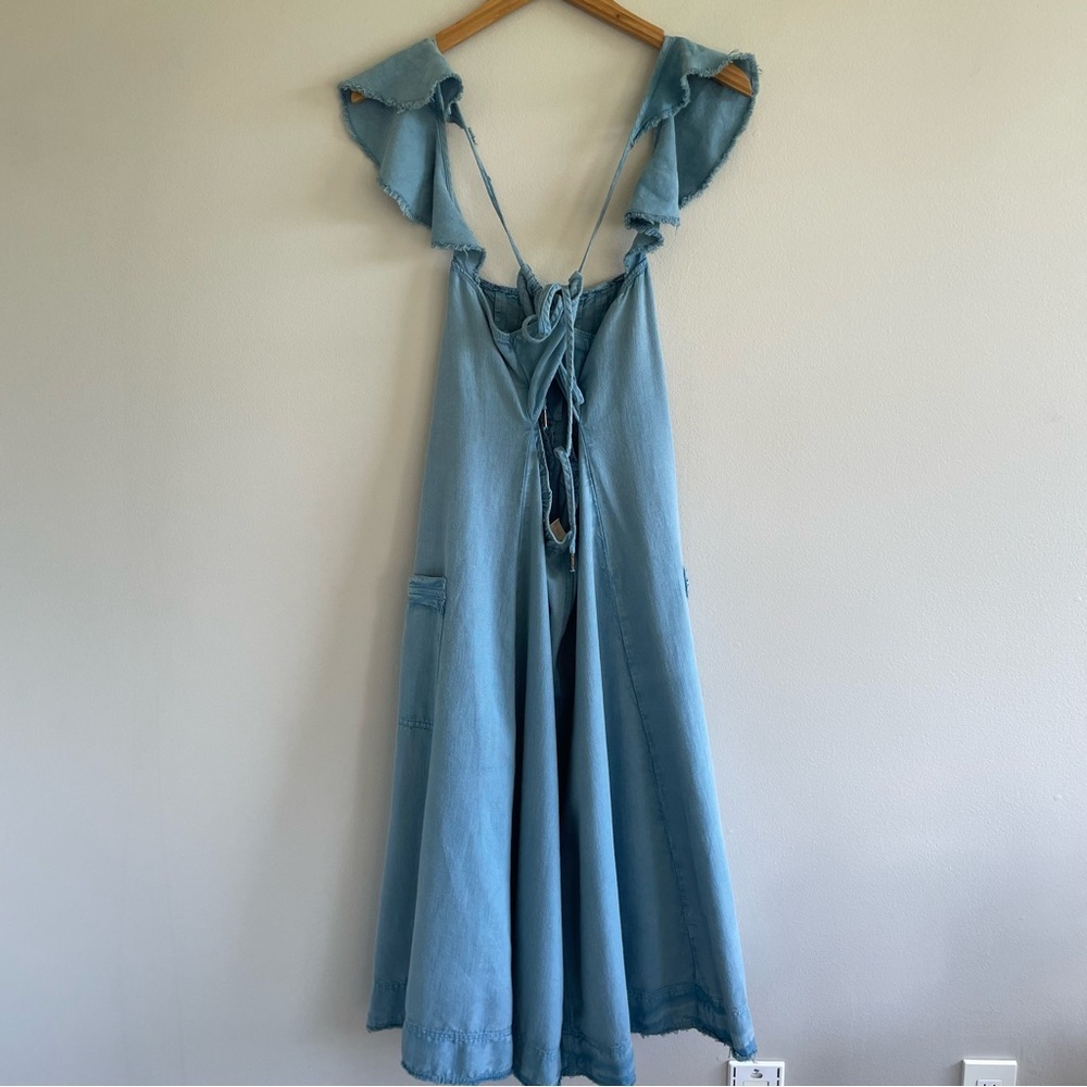 Anthropologie Pilcro Flutter Sleeve Mdi Dress Blue Size Small - Picture 3 of 16